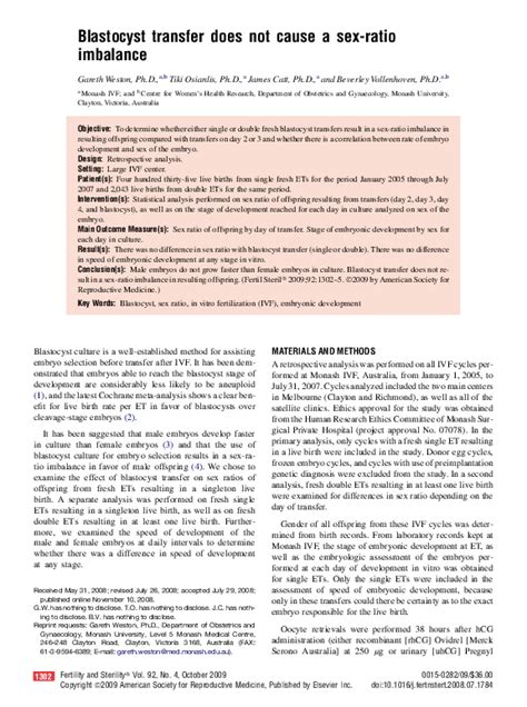 Pdf Blastocyst Transfer Does Not Cause A Sex Ratio Imbalance