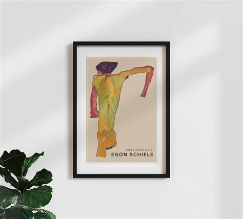 Art Classics Wall Art Egon Schiele Male Nude Propping Himself Up