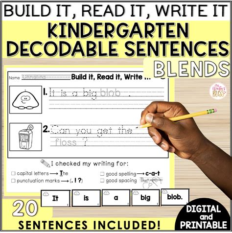 Kindergarten Decodable Blends Sentence Building Activities Mrs