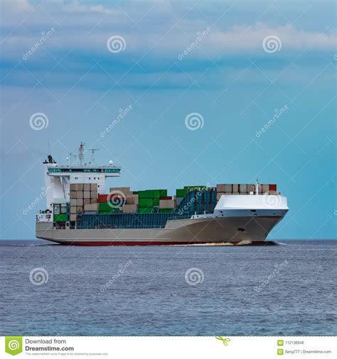 Grey Container Ship Underway Stock Photo Image Of Commercial