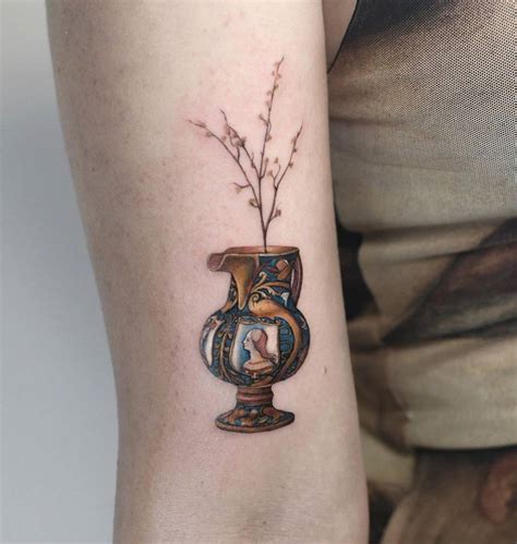 Greek Vase Tattoo Located On The Bicep Micro Realistic