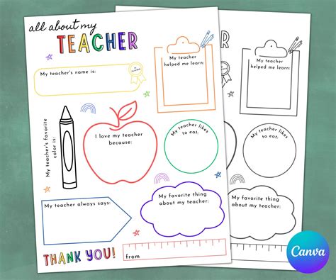 All About My Teacher Teacher Appreciation Week Printable Etsy Artofit