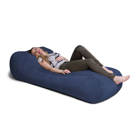 Jaxx Arlo Chaise Lounge Bean Bag Chair Premium Chenille Navy