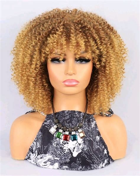 Short Curly Blonde Wig For Black Women Afro Kinky Curly Wig Etsy