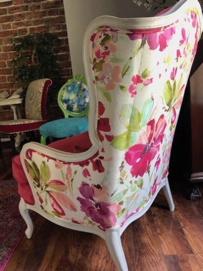 How To Reupholster A Wingback Chair With Two Fabrics Kim S Upholstery