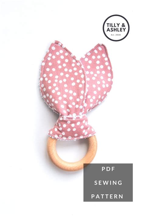 Baby Teether Ring Pdf Sewing Pattern Bunny Ear Teething Ring Wooden