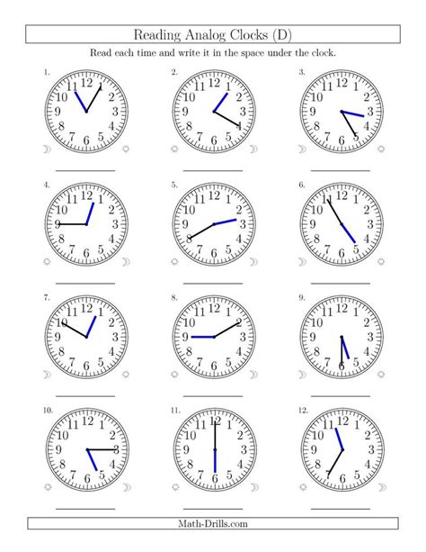 Telling Time Worksheet For Reading Analog Clocks