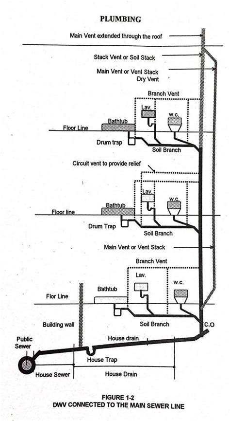 Fajardo: Figure 1-2 DWV Connected to Main Sewer Line Diagram | Quizlet