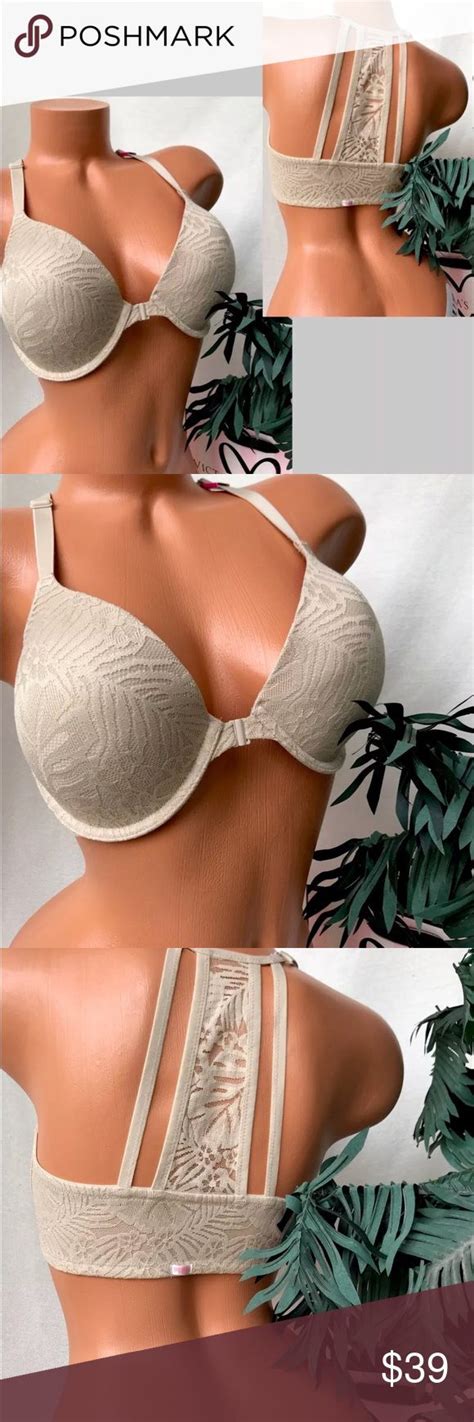 VS 34dd RACERBACK PALM LIFT FRONT CLOSE BRA BEIGE New With Tag Victoria