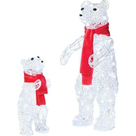 Celebrations By Landco Set Of 2 Lighted Bears With Red Scarves Xlw85305