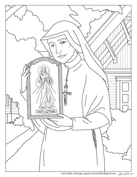 Free St. Faustina Divine Mercy Coloring Page - Inspire the Faith