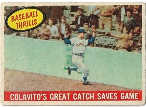 1959 Topps Baseball Card 462 Rocky Colavito Baseball Thrills Great