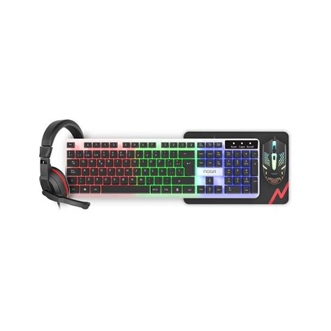 Combo Gamer Noga Teclado Mouse Auric Pad Negro Nkb