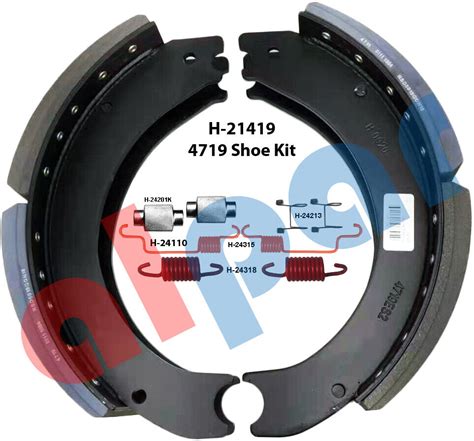 4719 Brake Shoe Box Kit FF Grade 23K Linings With ES2 Hardware Kit EBay