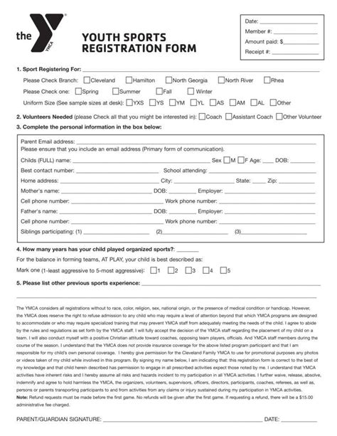 Sports Registration Form Template Free Doctemplates