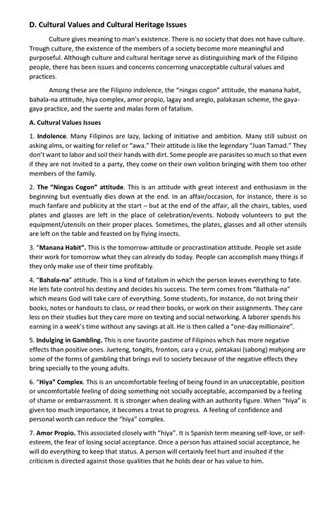 SOLUTION: Cultural Values & Cultural Heritage Issues in Philippines