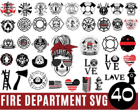 40 Fire Department Svg Bundle Fire Dept Svg Firefighter Svg Etsy