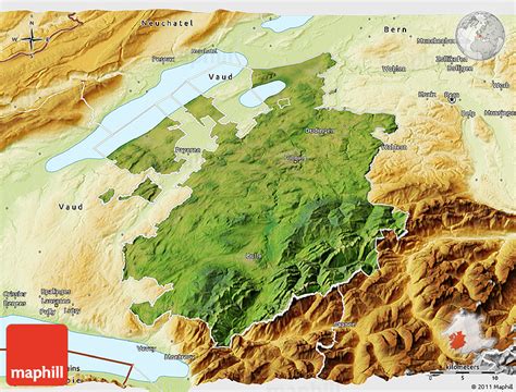 Satellite 3d Map Of Fribourg Physical Outside