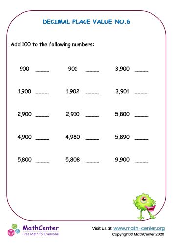 Third Grade Worksheets Multi Digit Place Value Math Center