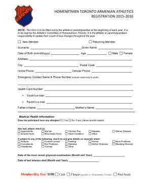 Fillable Online Note This Form Is To Be Filled Out By The Athlete Or