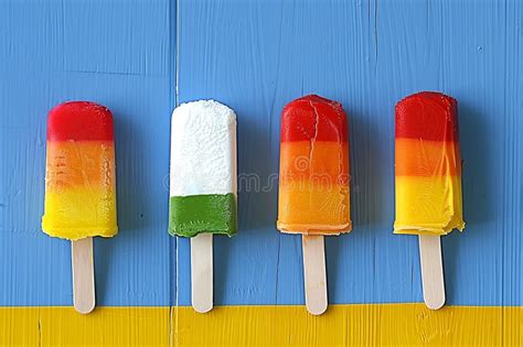 Four Popsicles With Different Colors And Flavors Stock Photo Image Of