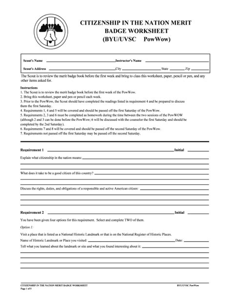 Citizen In Society Merit Badge Worksheet Worksheets Library