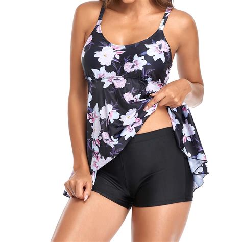 Tankini Swimsuits For Women Two Piece Slimming Stretchy Swim Tops Hide