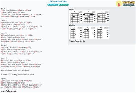 Hợp âm: Five Little Ducks - cảm âm, tab guitar, ukulele - lời bài hát | chords.vip