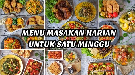 MENU MASAKAN SEHARI HARI UNTUK SEMINGGU MASAK SATU MINGGU IDE MENU