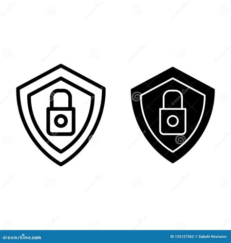 Security Line And Glyph Icon Shield And Lock Vector Illustration Isolated On White Stock Vector