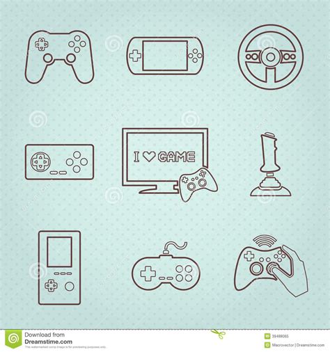 Video Games Controller Icons Set Stock Vector Illustration Of