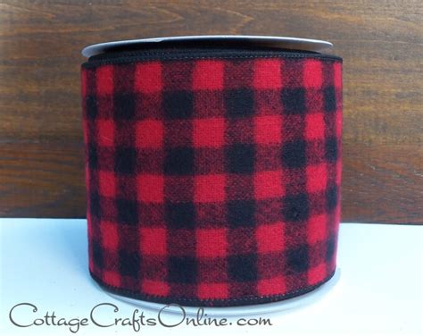 Buffalo Plaid Wired Ribbon 4 Red And Black Flannel Ten Yard Roll