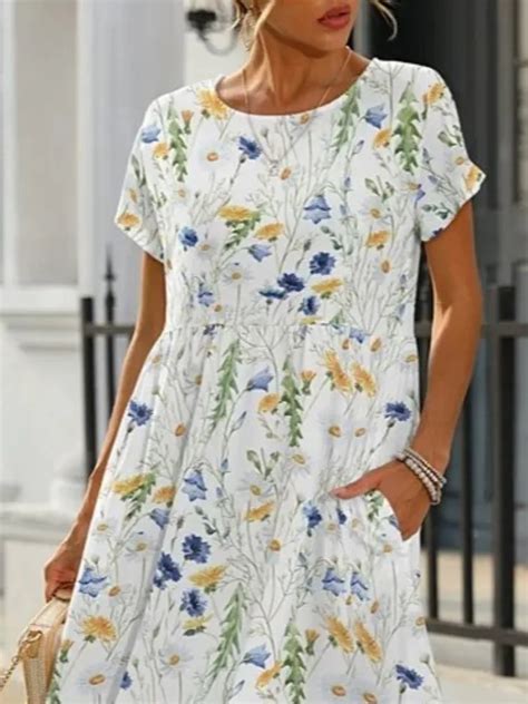 Vestido De Verano Con Estampado Floral Para Mujer Ropa Hasta La