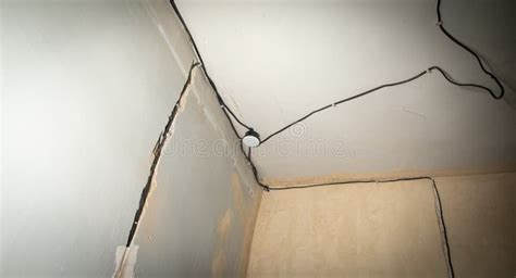 Installation Electrical Cables at Home Stock Photo - Image of wall ...