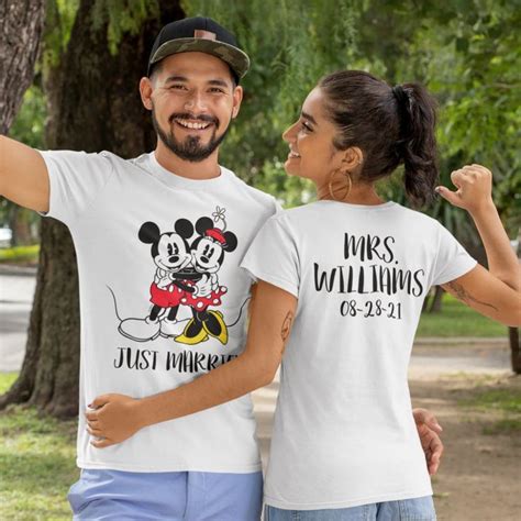 Personalized Mickey Minnie Just Married T Shirt Zazzle Matching