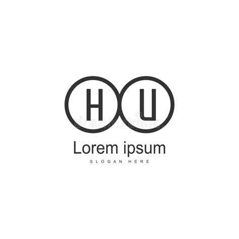 Initial Hu Logo Template With Modern Frame Minimalist Hu Letter Logo