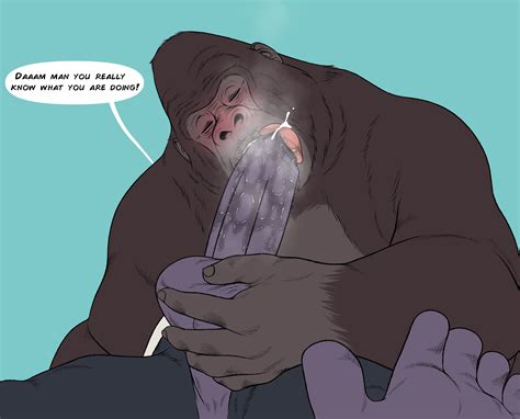 Rule 34 2022 69 Position Anthro Ape Ball Fondling Balls Blush Bodily Fluids Breath Cloud Brown