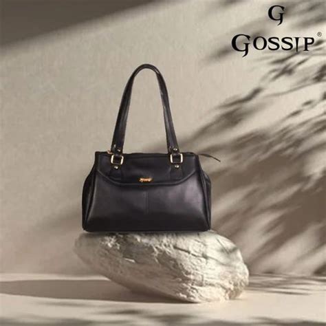 Leather Black Ladies Plain Gossip Hand Bags 350g Size 15inch Length