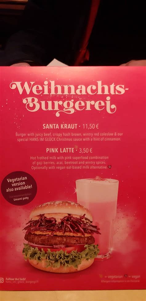 Speisekarte von HANS IM GLÜCK Burgergrill Bar Dortmund