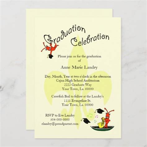 Cajun Crawfish Fleur De Lis Graduation Invitation Zazzle