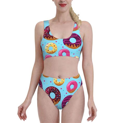 Lukts Women High Waisted Bikini Set Donuts Swimsuit 2 Piece Bathing