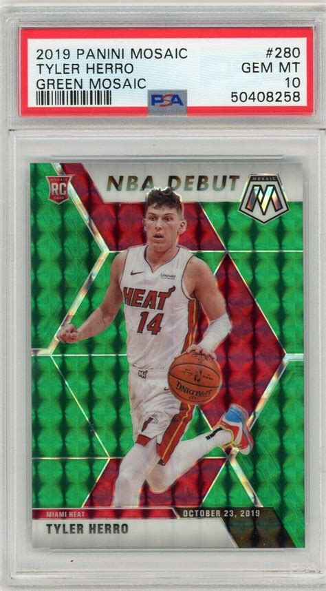 Tyler Herro 2019 Panini Mosaic Green Mosaic NBA Debut PSA 10 EBay