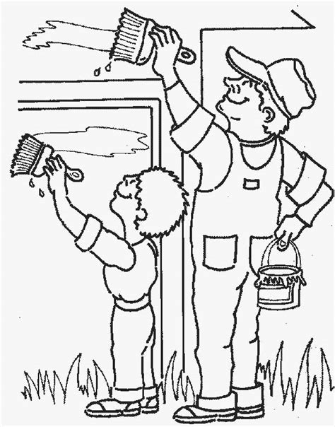 Painter Painting Wall In Community Helpers Coloring Page Coloring Home