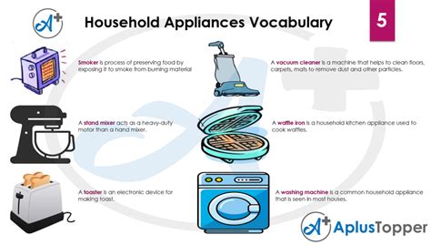 Household Appliances Vocabulary List Of Household Appliances Vocabulary With Description And