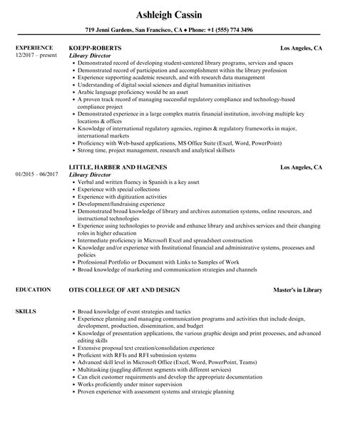 Library Director Resume Samples Velvet Jobs