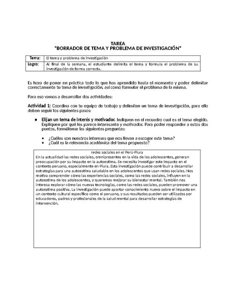 S2 Tarea Borrador del tema y problema de investigación Mmjroi TAREA