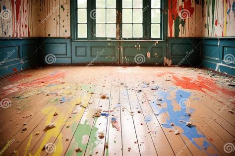Paint Splatters on a Wooden Floor Stock Illustration - Illustration of ...