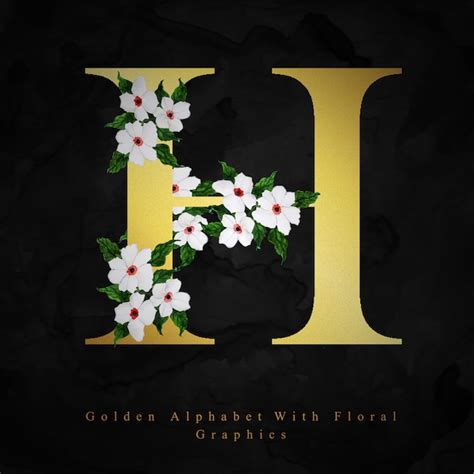 Premium Vector Golden Letter H Watercolor Floral Background