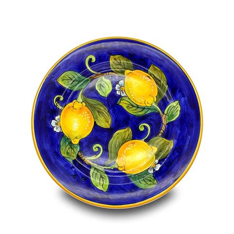 Italian Ceramic Dinnerware Plate Lemon Design Hand Painted Dish Made In