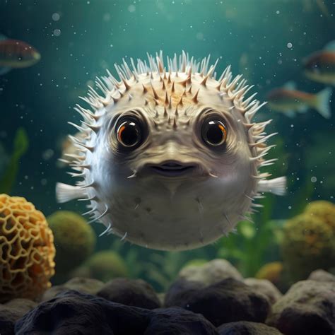 Premium AI Image Puffer Fish